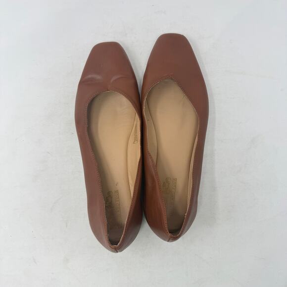 Coach & Four Classic Leather Flats Brown Made in Italy Slip-On Square Toe Sz 6.5 - Picture 11 of 14
